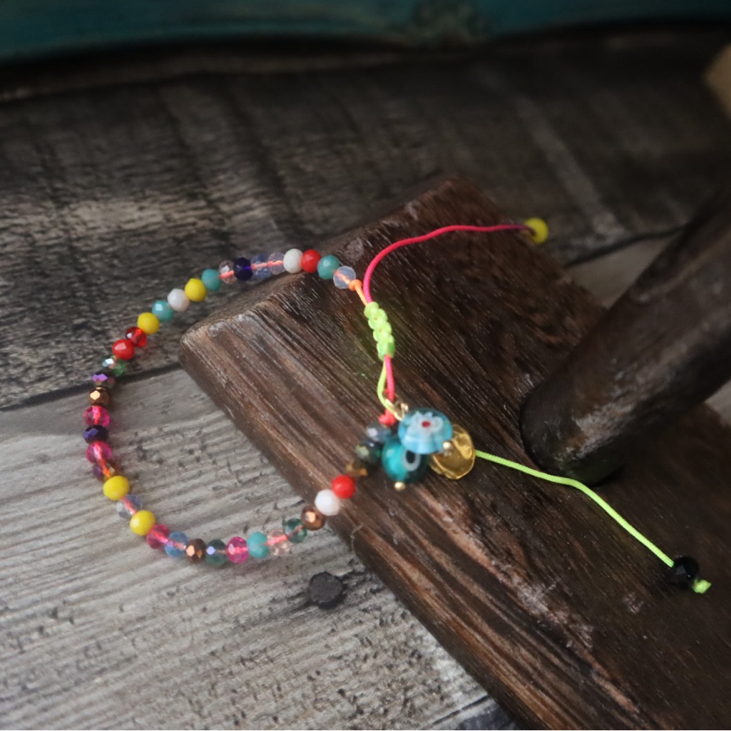 Colorful Beaded Evil Eye Charm Bracelet 16$